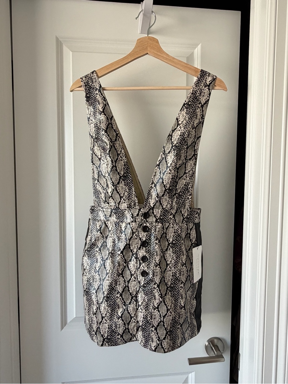 Native Black and Cream Snake-Print Overall Skirt
